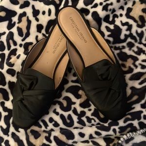 Black flat satin mules New in Box No tags
